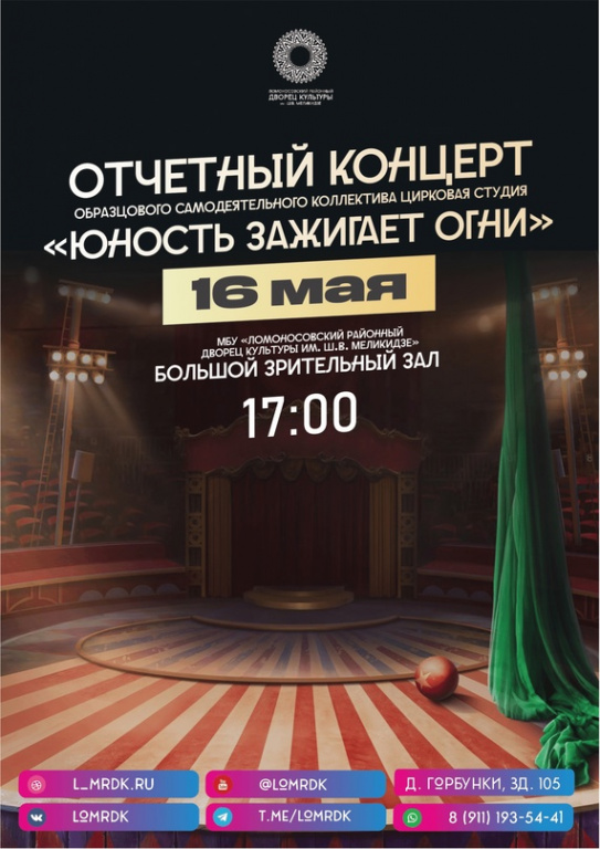 Жителей Ломоносовского района приглашают посетить отчётный концерт цирковой студии «Юность зажигает огни»